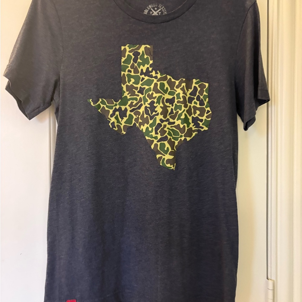 Gray T-Shirt with Texas Camo Design